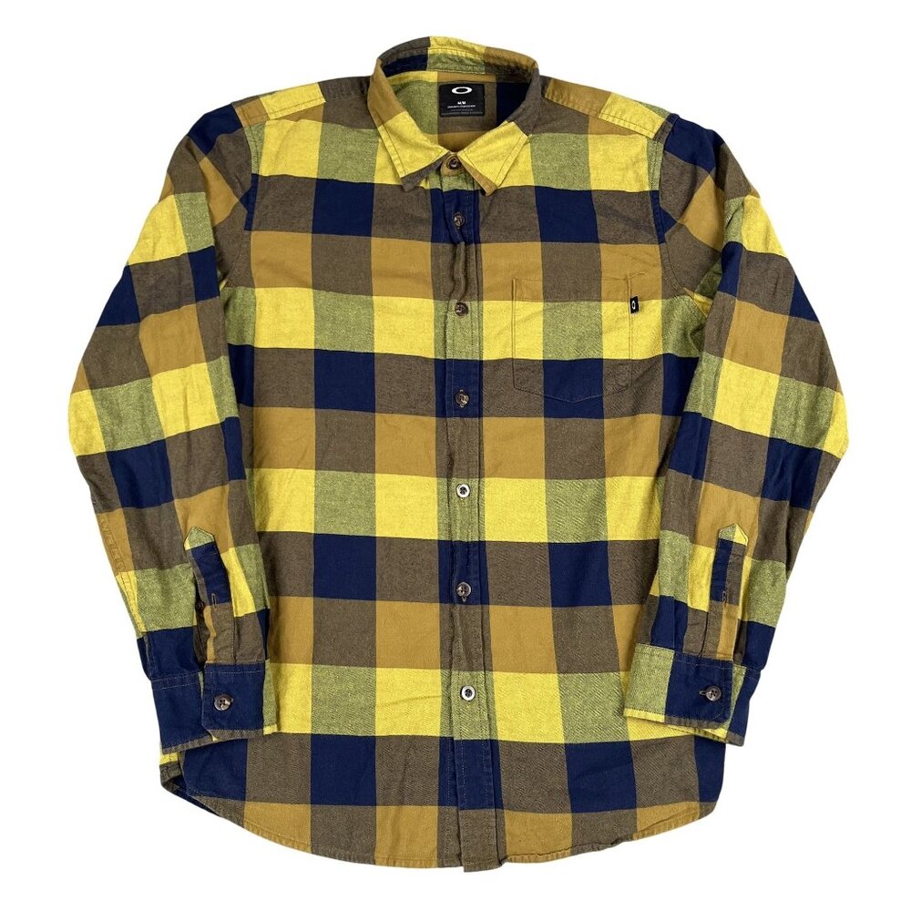 Oakley Mens Long Sleeve Yellow Flannel Button Down Shirt Sz‎ Medium
